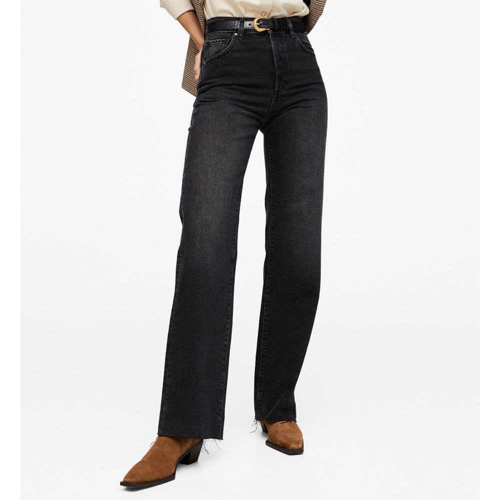 MANGO Women's Wide Leg High Waist Jeans